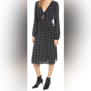Mimi Chica Plaid Woven Tie Front Long Sleeve Dress - NWT - Size M